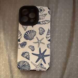 Seashell Pattern Phone Case - Blue and White